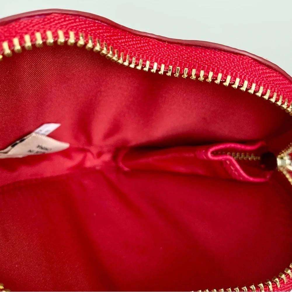 Coach Red Heart Studded Cardholder Coin Purse NWT